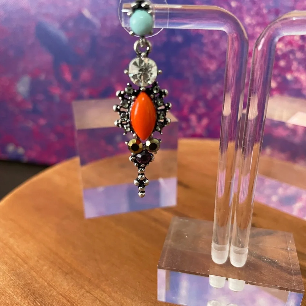 NWT‎ * Express Silver and Orange Dangle Earrings